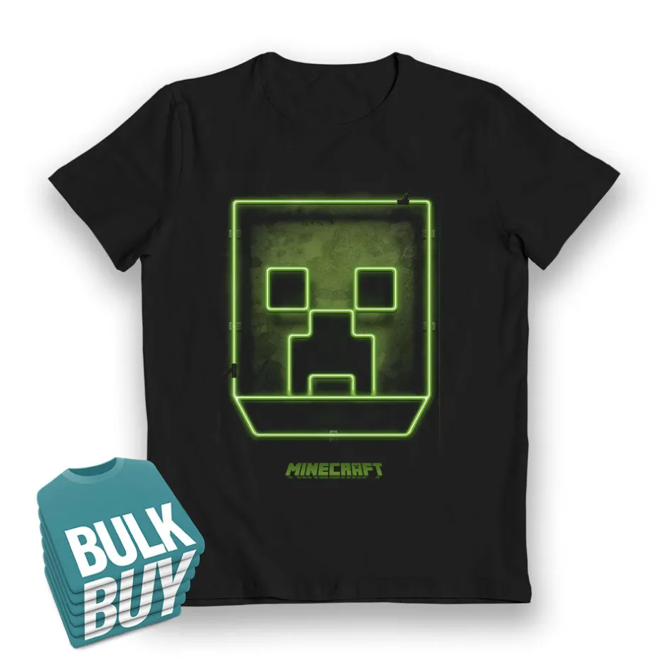 Minecraft Creeper Block Glow in the Dark Kids T-Shirt Bulk Buy-Bioworld International Best