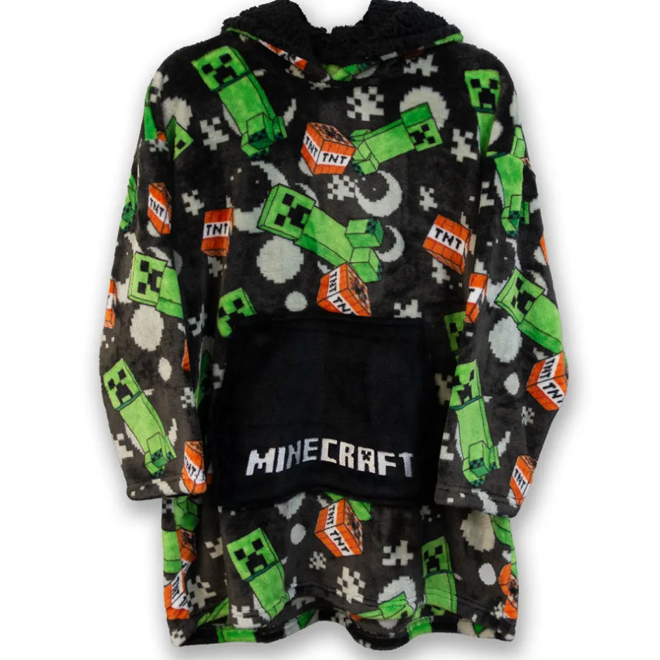 Minecraft Creeper TNT Kids Snuggle Oversized Hoodie-Bioworld International Outlet