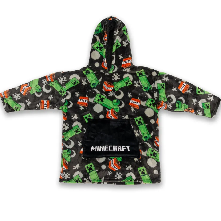 Minecraft Creeper TNT Kids Snuggle Oversized Hoodie-Bioworld International Outlet