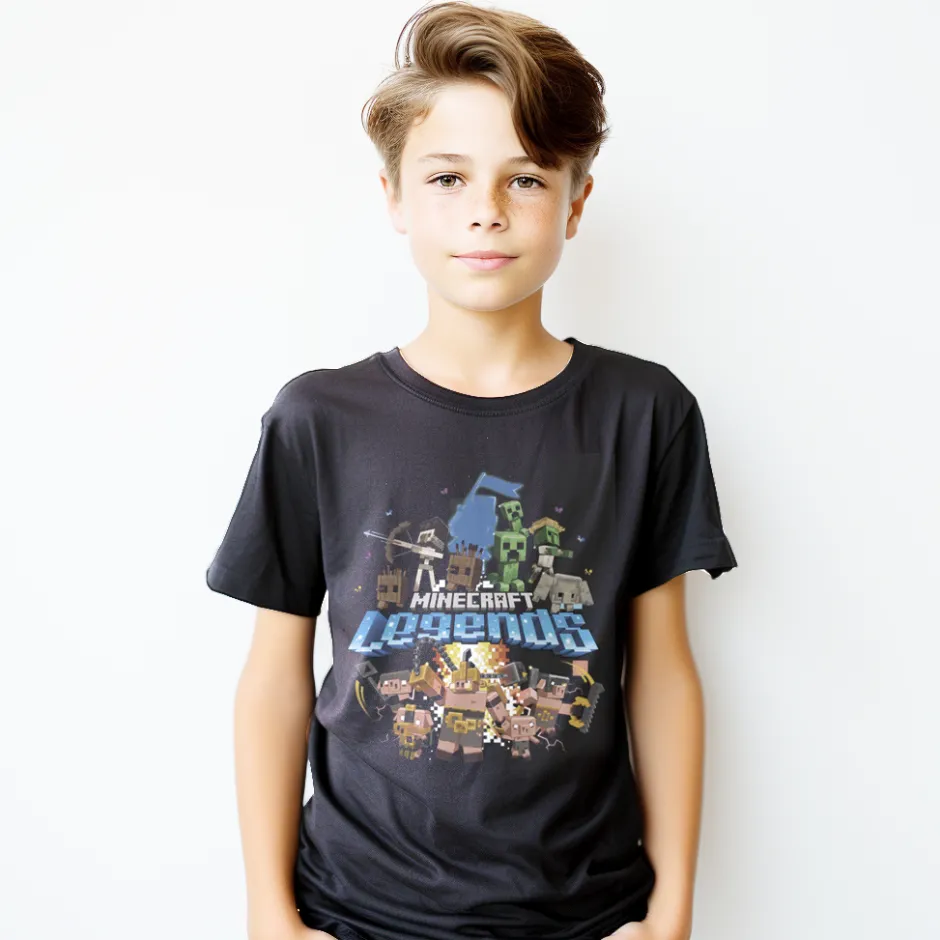 Minecraft Legends Allies vs Piglin Mobs Kids T-Shirt-Bioworld International New