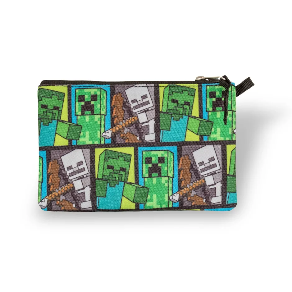 Minecraft Mobs Creeper Zombie Kids Back to School 5 Piece Backpack Set-Bioworld International Clearance