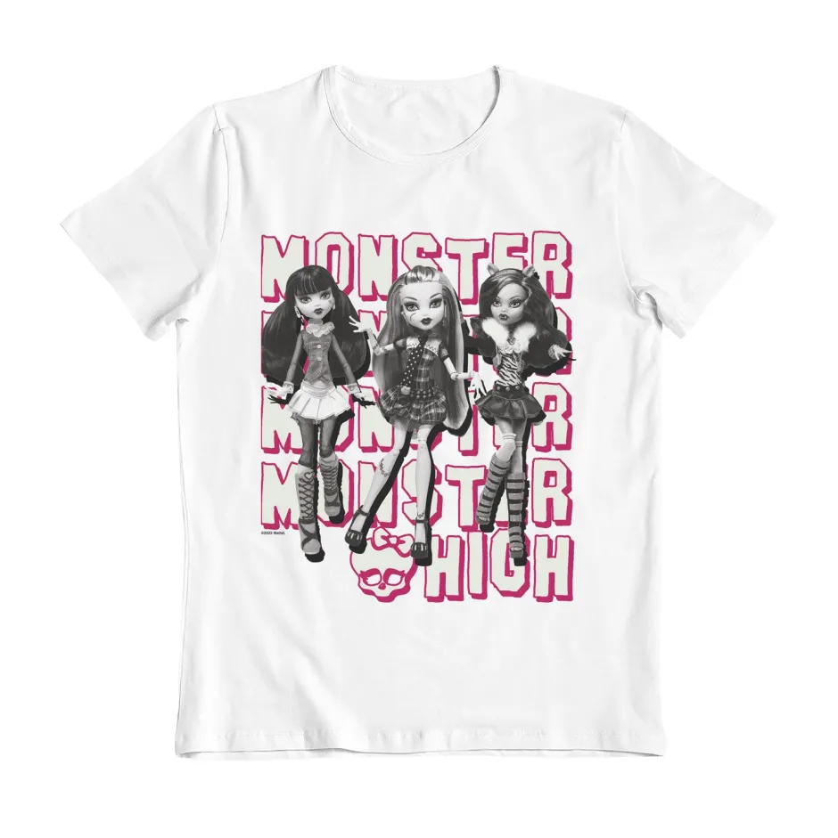 Monster High Girls Glow in the Dark White Kids T-Shirt - Bulk Buy-Bioworld International New