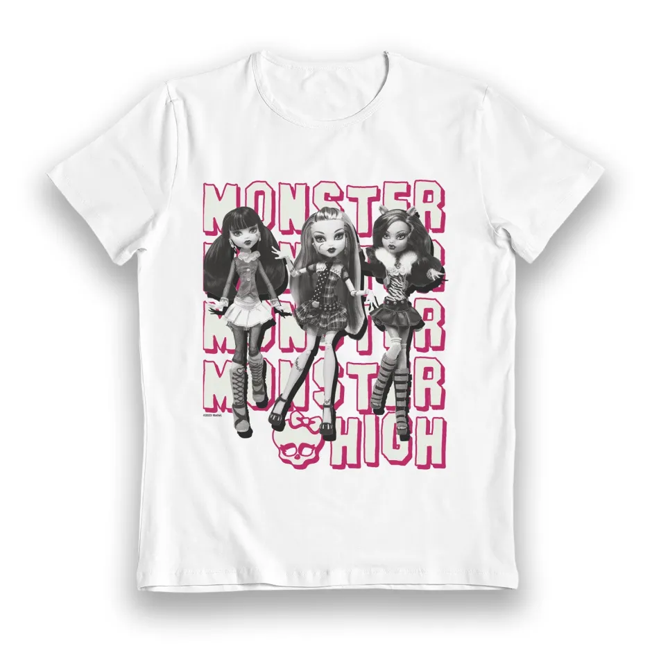 Monster High Girls Glow in the Dark White Kids T-Shirt - Bulk Buy-Bioworld International New