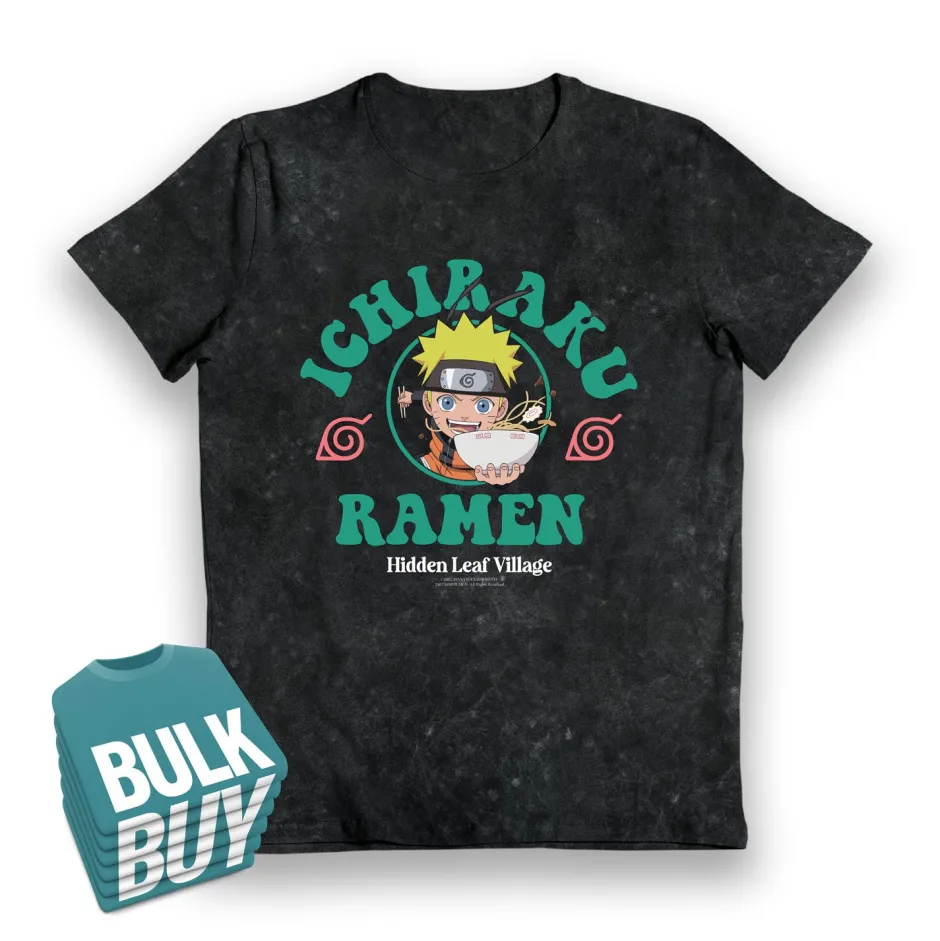 Naruto Ramen Leaf Village Black Snow Wash Kids T-Shirt - Bulk Buy-Bioworld International Discount