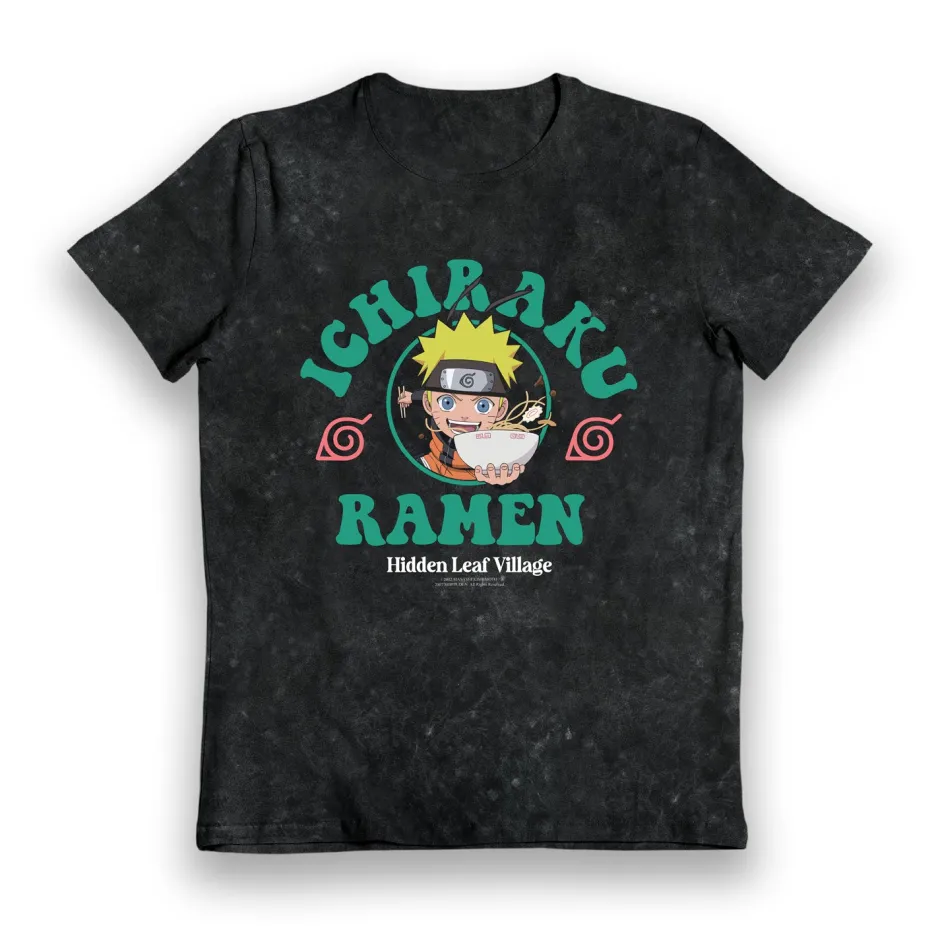 Naruto Ramen Leaf Village Black Snow Wash Kids T-Shirt - Bulk Buy-Bioworld International Discount
