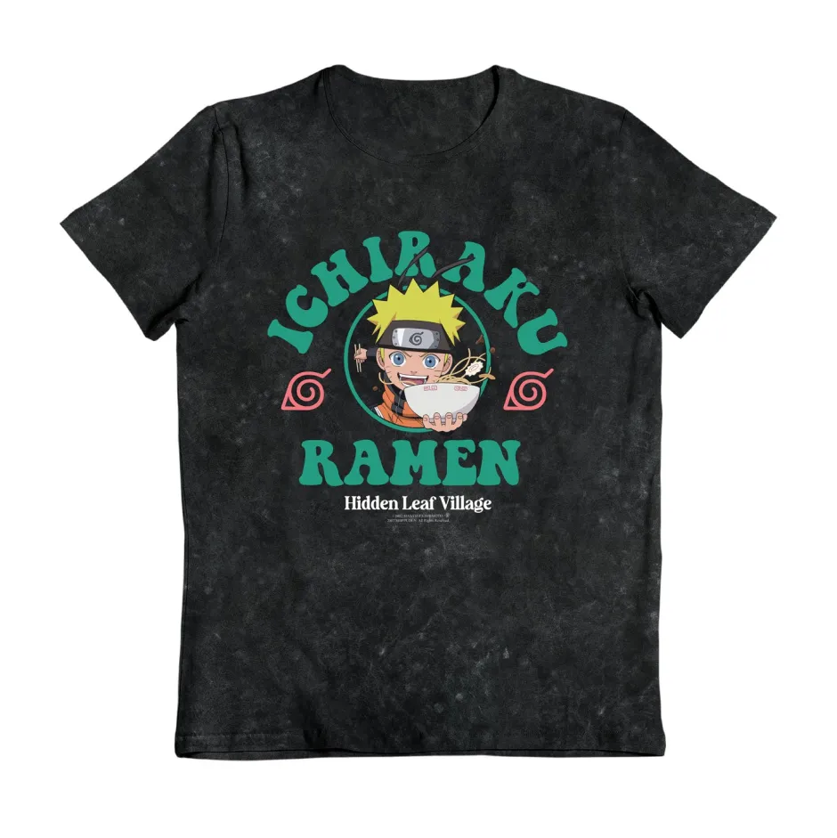 Naruto Ramen Leaf Village Black Snow Wash Kids T-Shirt - Bulk Buy-Bioworld International Discount