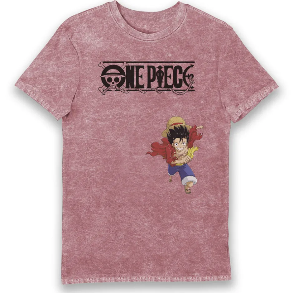 One Piece Luffy Pirates Vintage Red Adults T-Shirt-Bioworld International Cheap