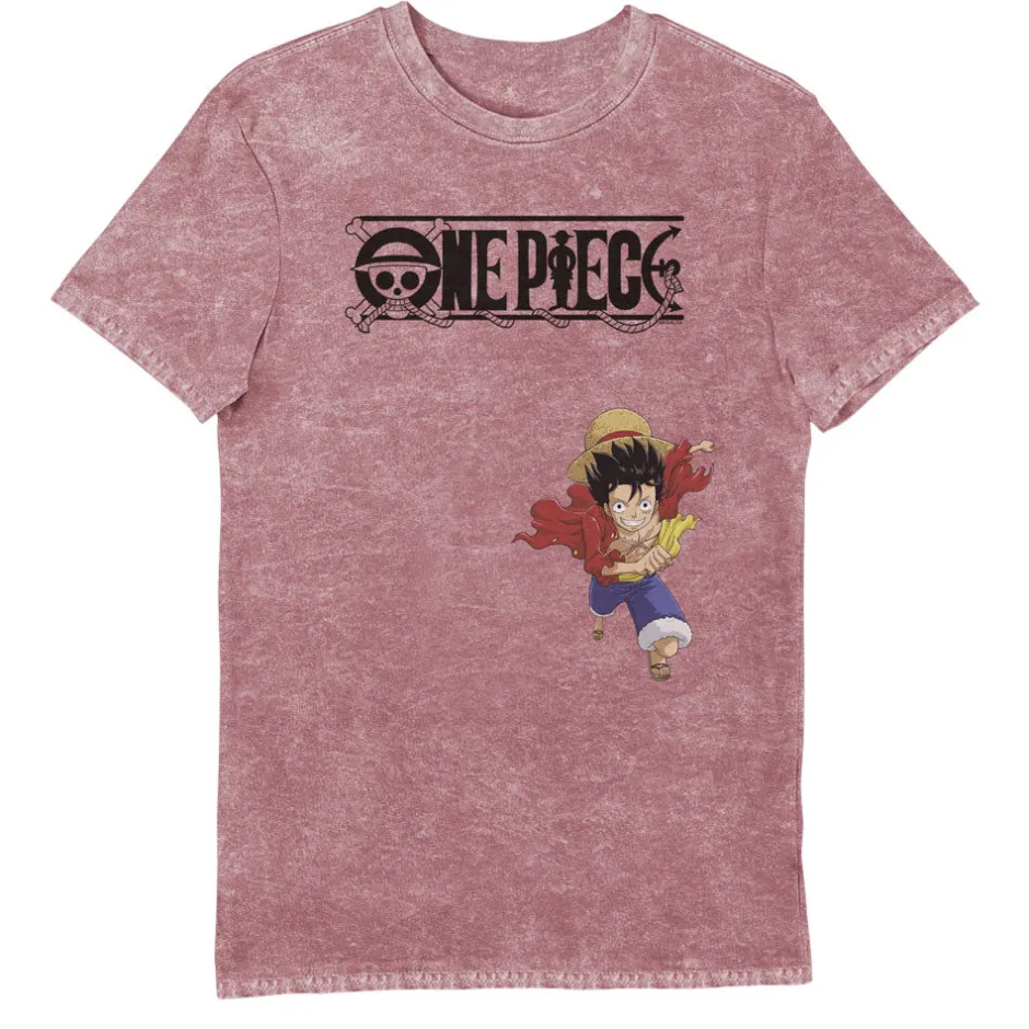 One Piece Luffy Pirates Vintage Red Adults T-Shirt-Bioworld International Cheap