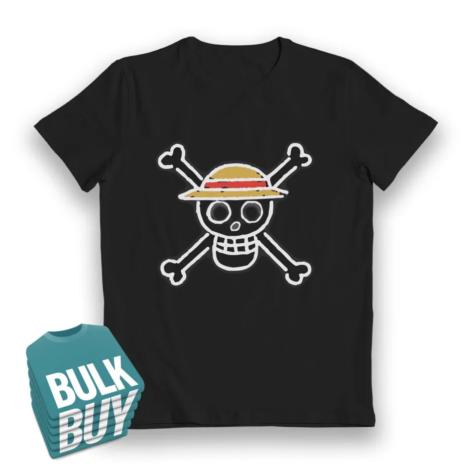 One Piece Skull Glow in the Dark White Kids T-Shirt - Bulk Buy-Bioworld International Clearance