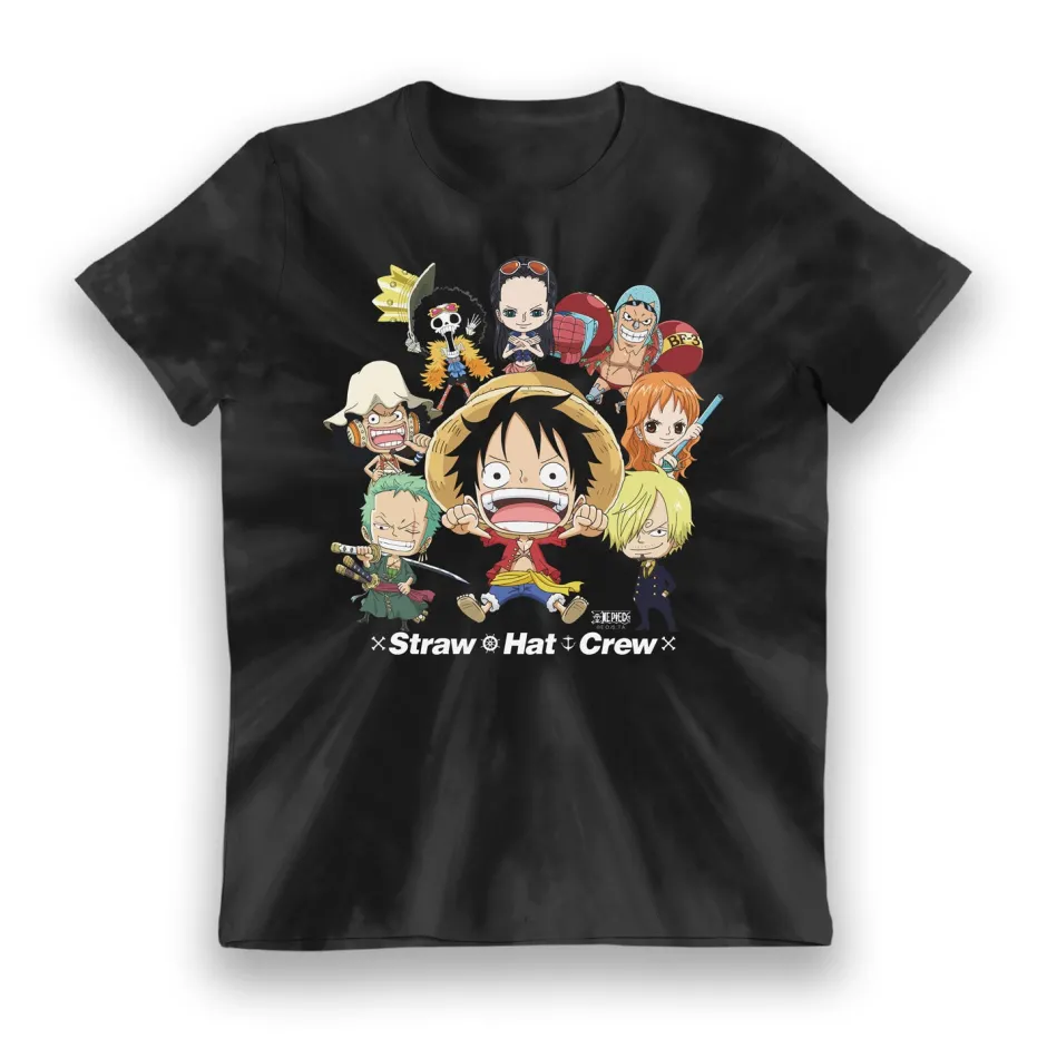 One Piece Straw Hat Crew Kids Black Tie Dye T-Shirt - Bulk Buy-Bioworld International Best