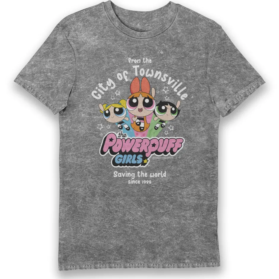 Powerpuff Girls Characters Eco Stone Wash Adults T-Shirt-Bioworld International Store