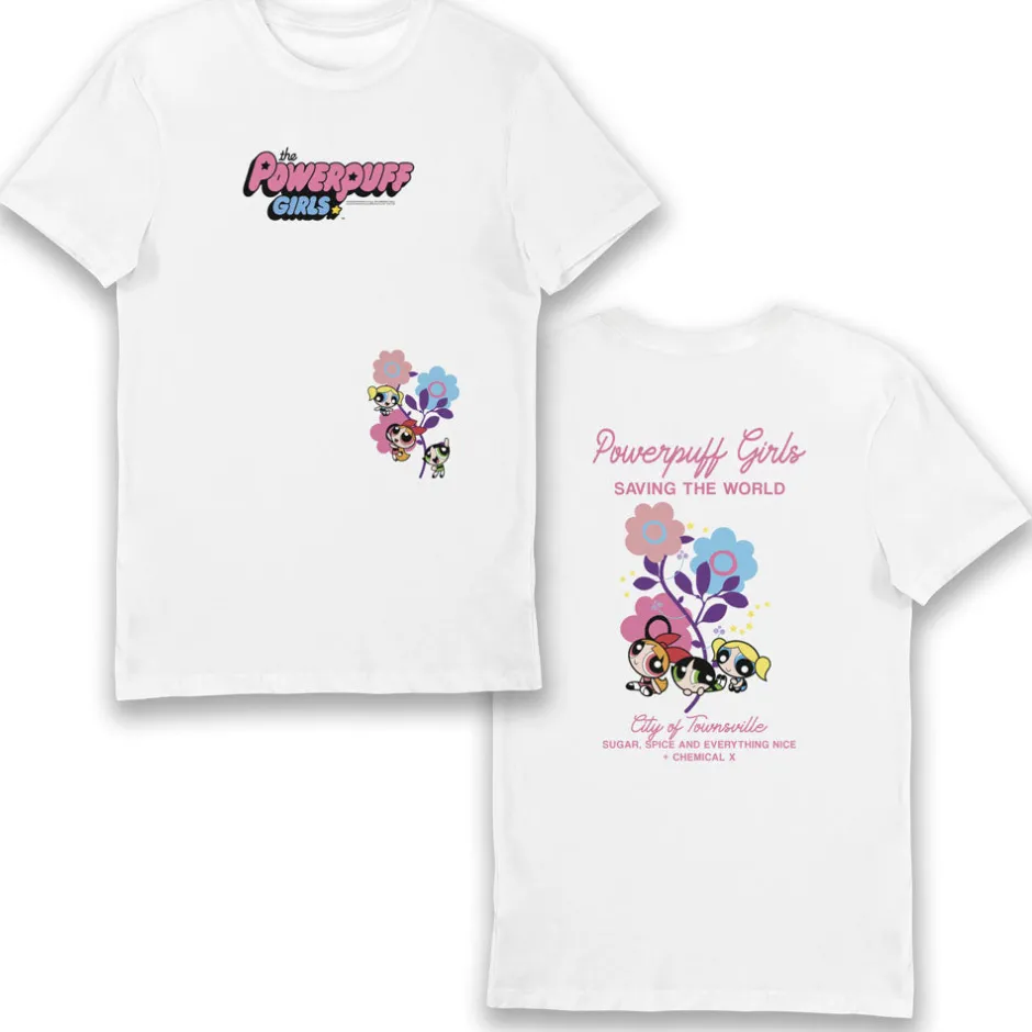 Powerpuff Girls Sugar, Spice and Everything Nice Flower Adults T-Shirt-Bioworld International New