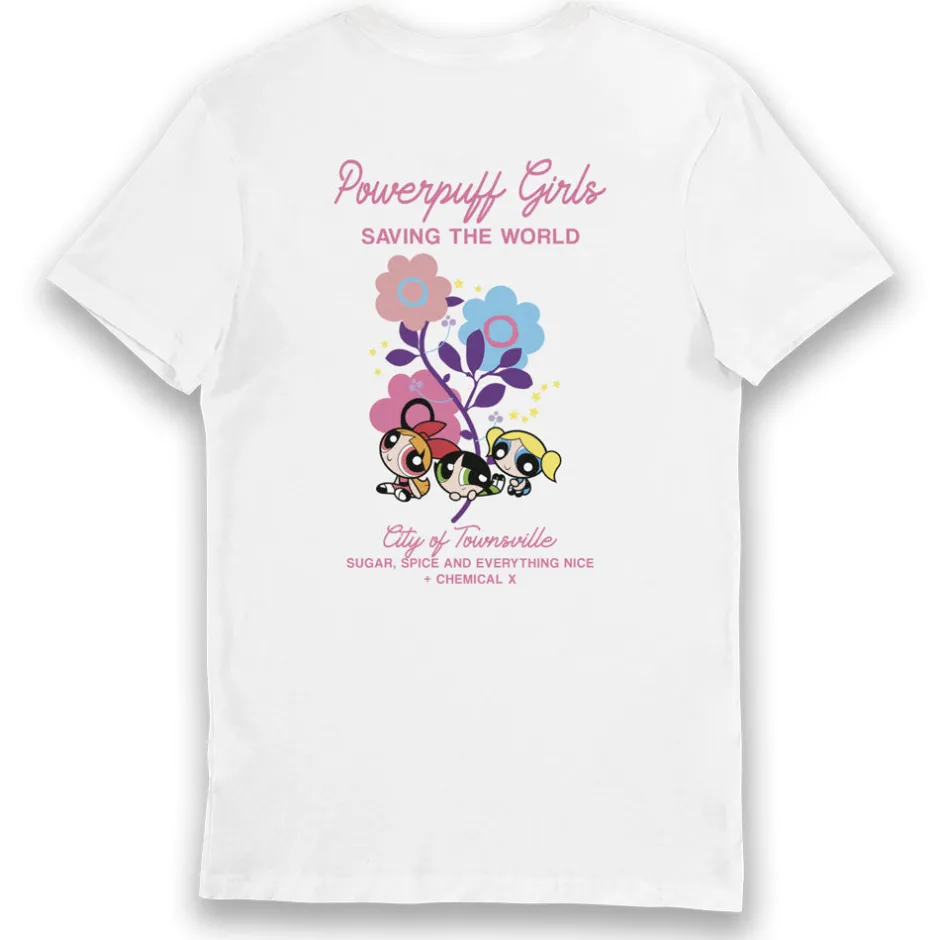 Powerpuff Girls Sugar, Spice and Everything Nice Flower Adults T-Shirt-Bioworld International New