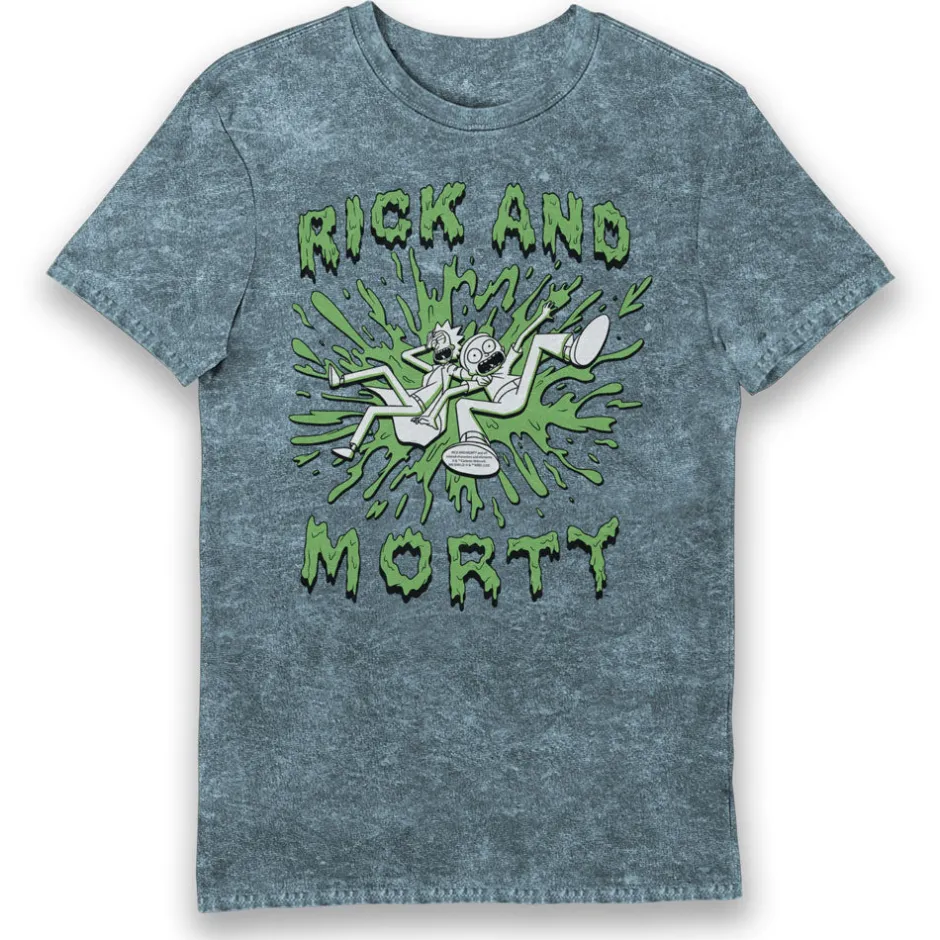 Rick and Morty Slime Blue Eco Wash Adults T-Shirt-Bioworld International Clearance