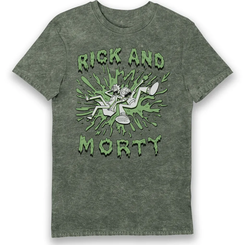 Rick and Morty Slime Green Eco Wash Adults T-Shirt-Bioworld International Best