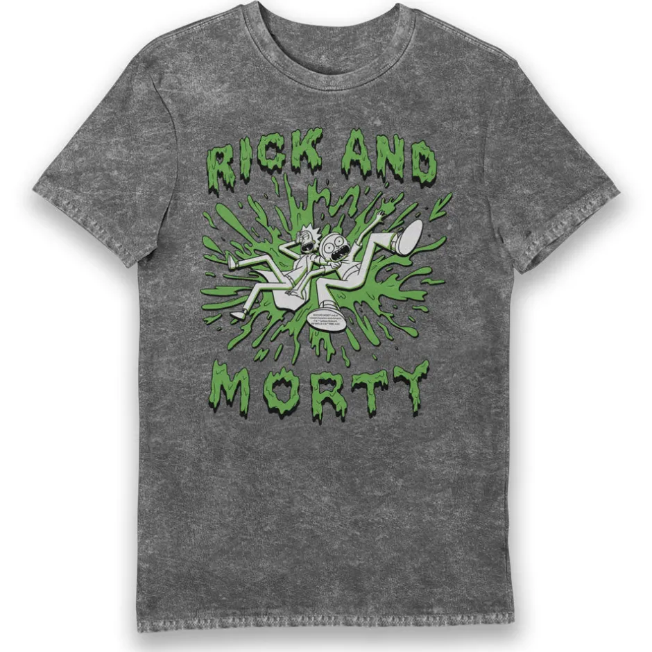 Rick and Morty Slime Grey Eco Wash Adults T-Shirt-Bioworld International Outlet