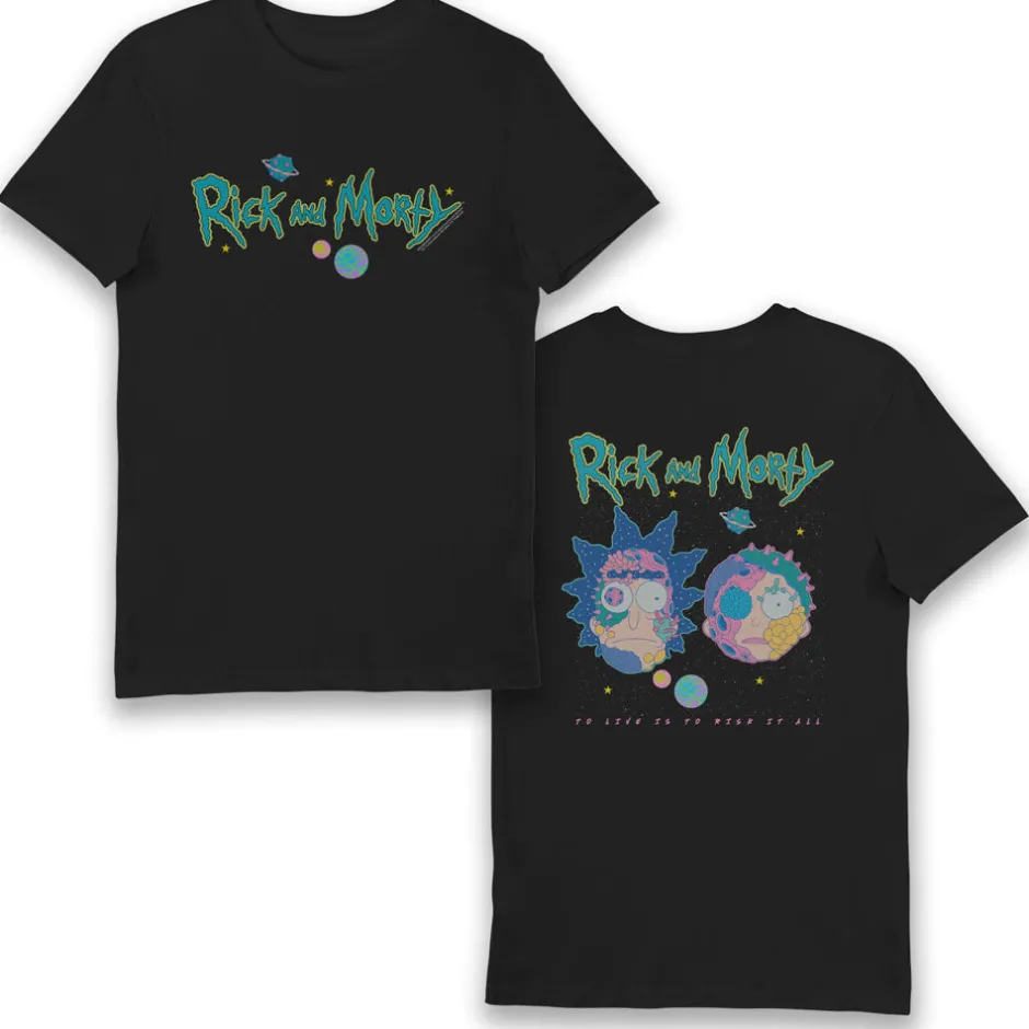 Rick and Morty Space To Live Is To Risk It All Adults T-Shirt-Bioworld International Clearance