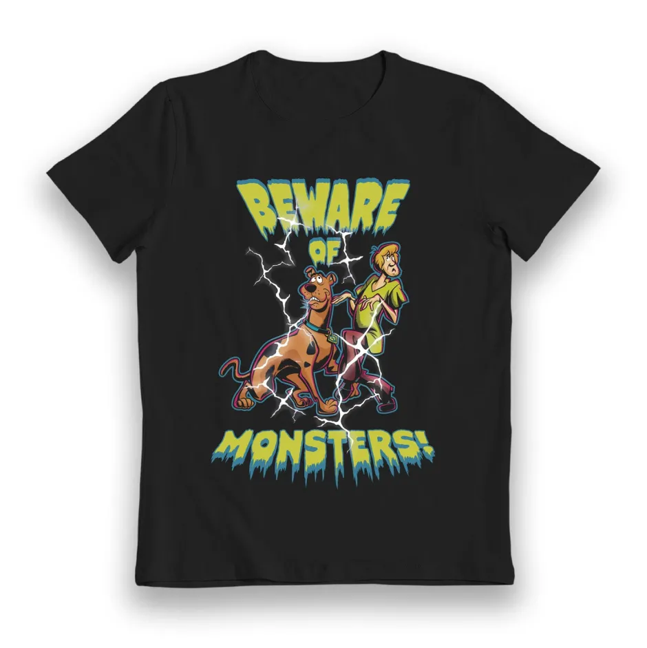 Scooby Doo Beware of Monsters Glow in the Dark Black Kids T-Shirt - Bulk Buy-Bioworld International Outlet