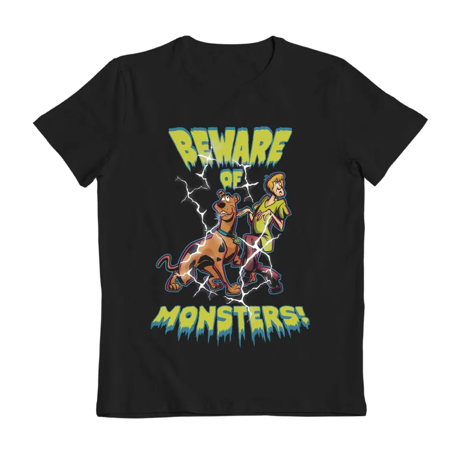 Scooby Doo Beware of Monsters Glow in the Dark Black Kids T-Shirt - Bulk Buy-Bioworld International Outlet