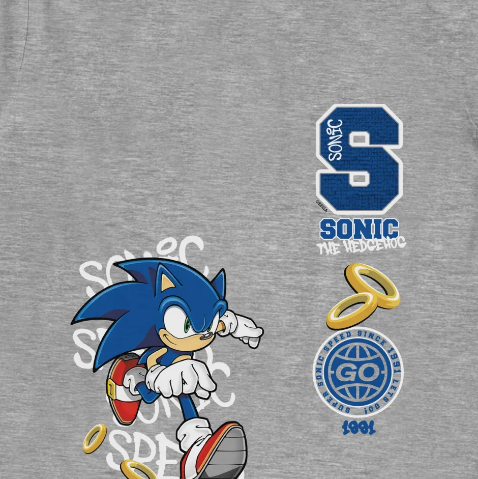 Sonic The Hedgehog Go Rings Grey Marl Kids T-Shirt-Bioworld International Hot