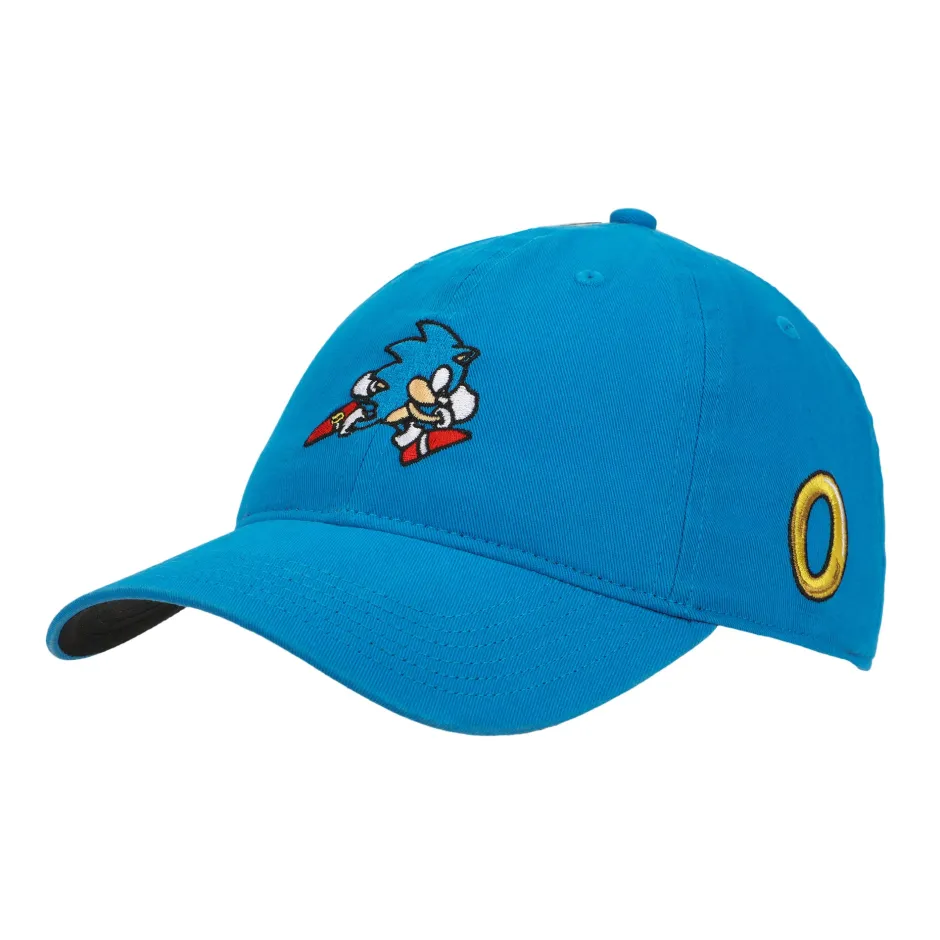 Sonic The Hedgehog Heavy Cotton Wash Adult Adjustable Slide Blue Cap-Bioworld International Clearance