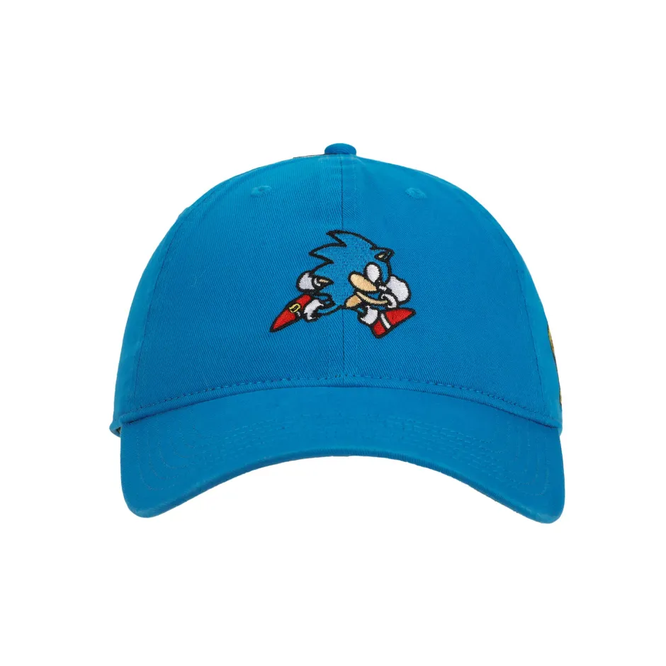 Sonic The Hedgehog Heavy Cotton Wash Adult Adjustable Slide Blue Cap-Bioworld International Clearance