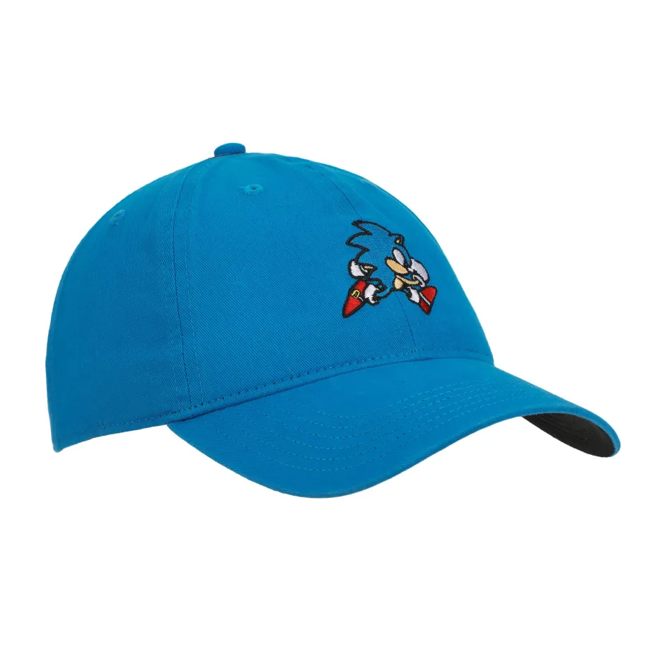 Sonic The Hedgehog Heavy Cotton Wash Adult Adjustable Slide Blue Cap-Bioworld International Clearance