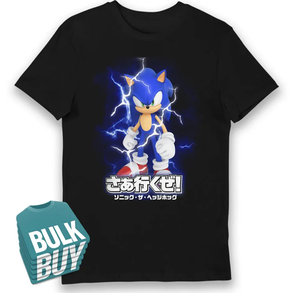 Sonic The Hedgehog Lightning Glow in Dark Adult T-Shirt Bulk Buy-Bioworld International Shop