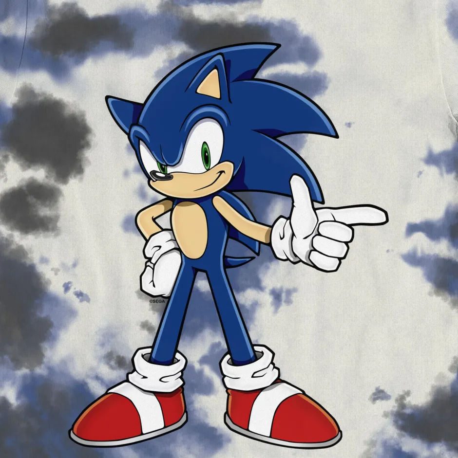Sonic The Hedgehog Tie Dye Grey, Blue & White Kids T-Shirt - Bulk Buy-Bioworld International Clearance