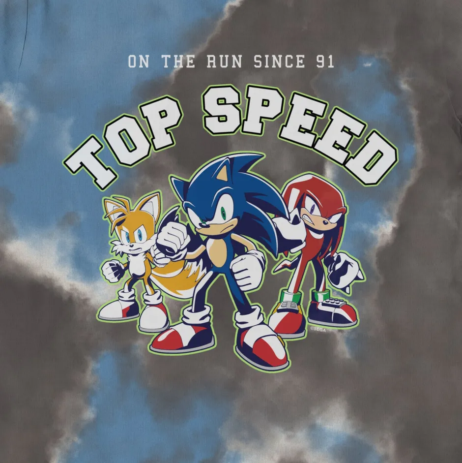 Sonic The Hedgehog Top Speed Tie Dye Grey & Blue Kids T-Shirt - Bulk Buy-Bioworld International Fashion