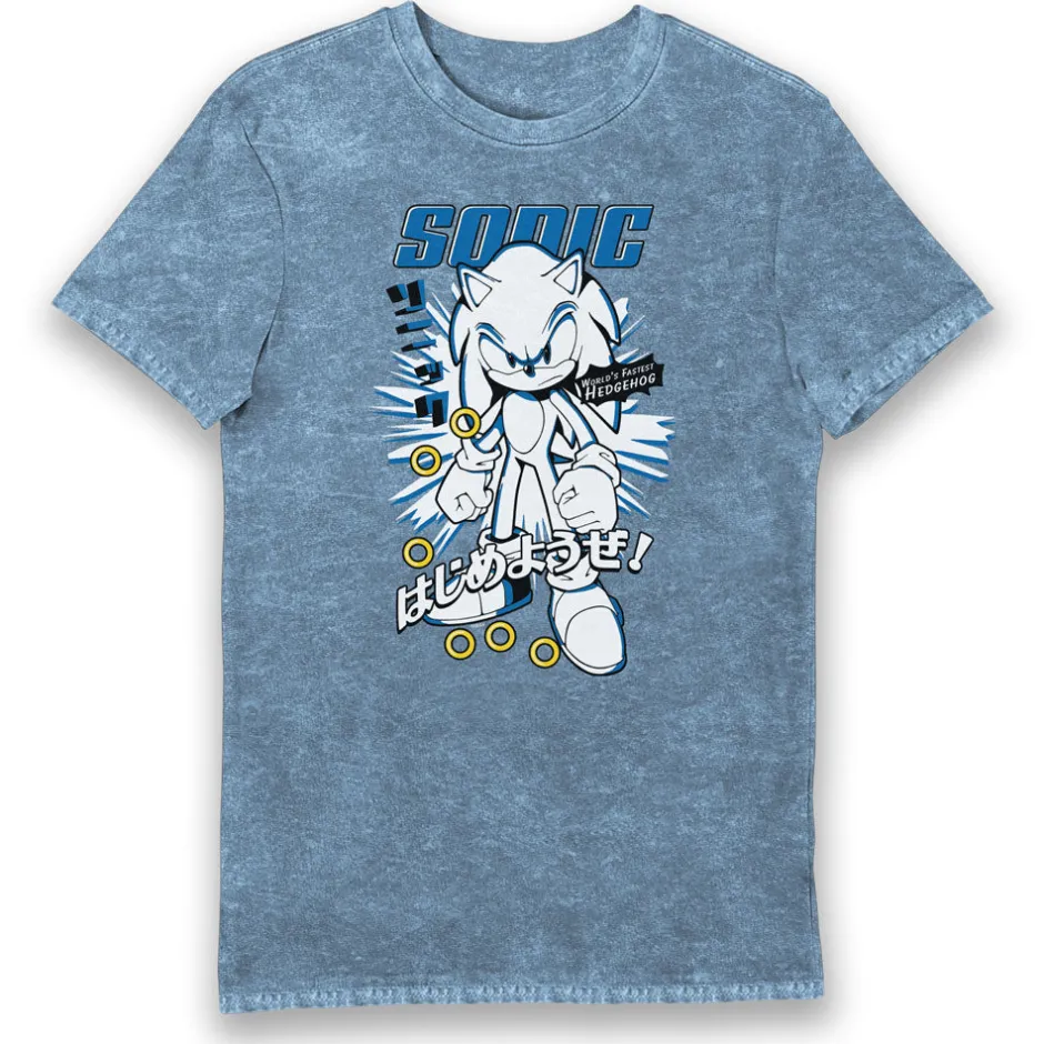 Sonic Worlds Fastest Hedgehog Blue Vintage Style Adults T-Shirt-Bioworld International Cheap