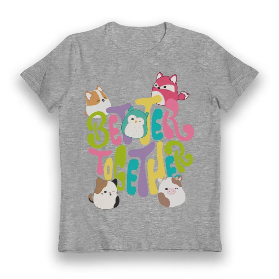 Squishmallows Better Together Grey Marl Kids T-Shirt-Bioworld International Outlet