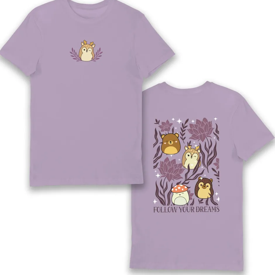 Squishmallows Follow Your Dreams Lavender Snowash Adult T-Shirt-Bioworld International Cheap