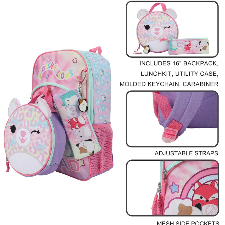 Squishmallows Michaela Cheetah 5 Piece Backpack Set-Bioworld International Outlet