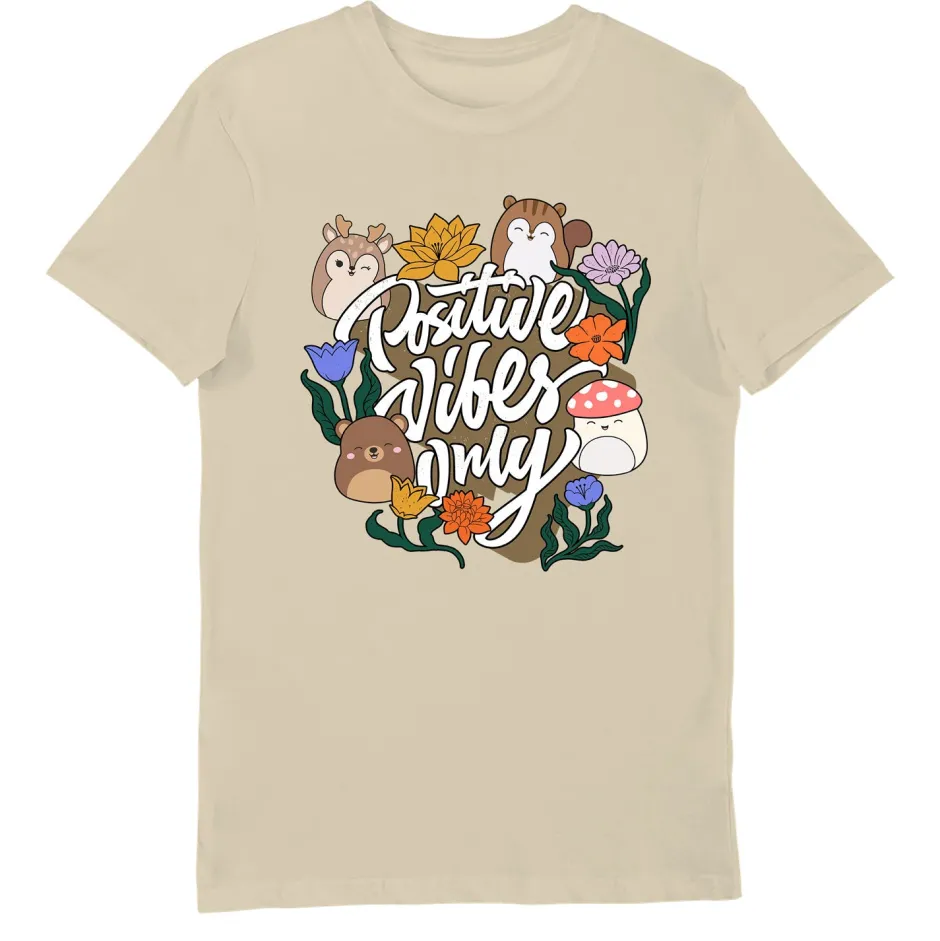 Squishmallows Positive Vibes Adult T-Shirt Oatmeal-Bioworld International Flash Sale