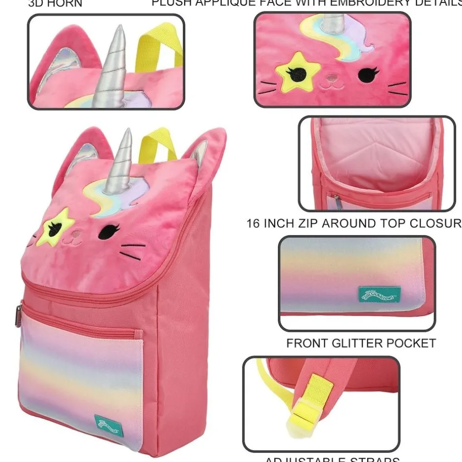 Squishmallows Sienna the Unicorn Cat Youth 16' Backpack, Pink, One size-Bioworld International Best Sale