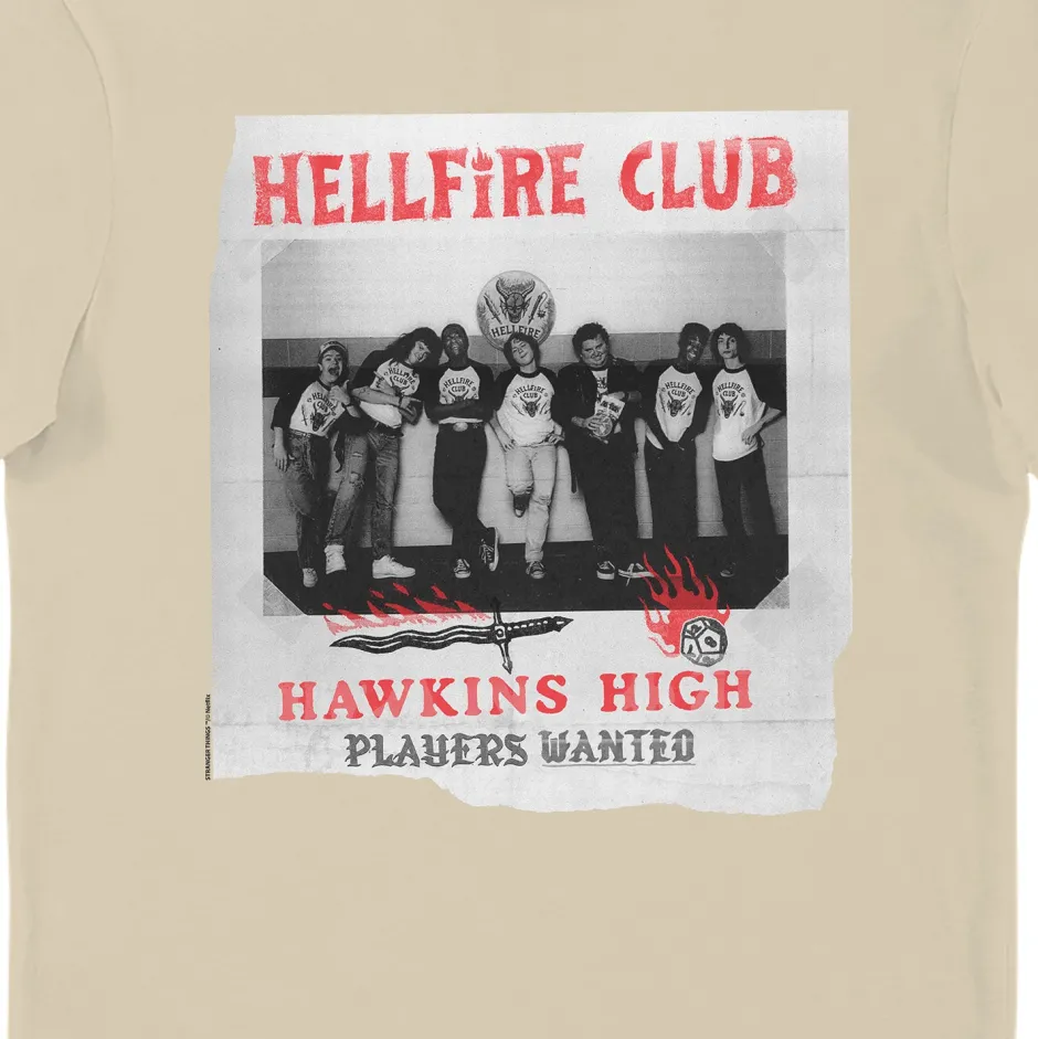 Stranger Things Hawkins High Hellfire Club Players Wanted Adults T-Shirt Oatmilk-Bioworld International Sale