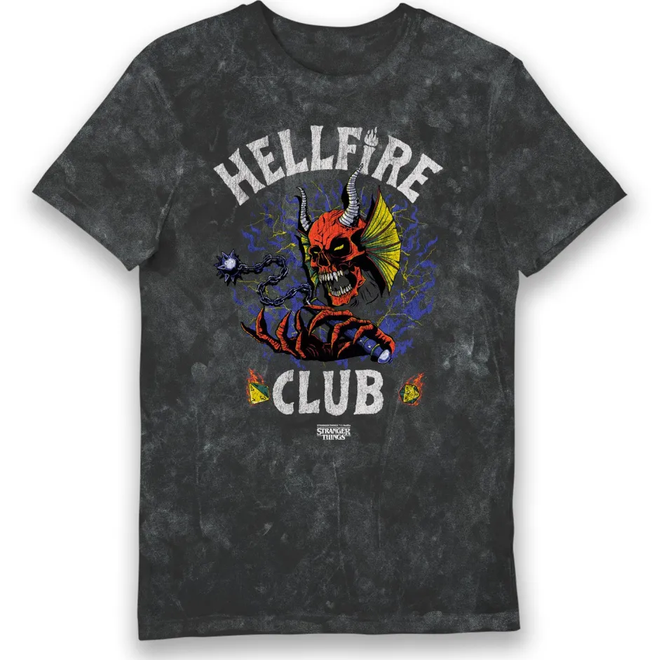 Stranger Things Hellfire Club Charcoal Snowash Adults T-Shirt-Bioworld International Shop