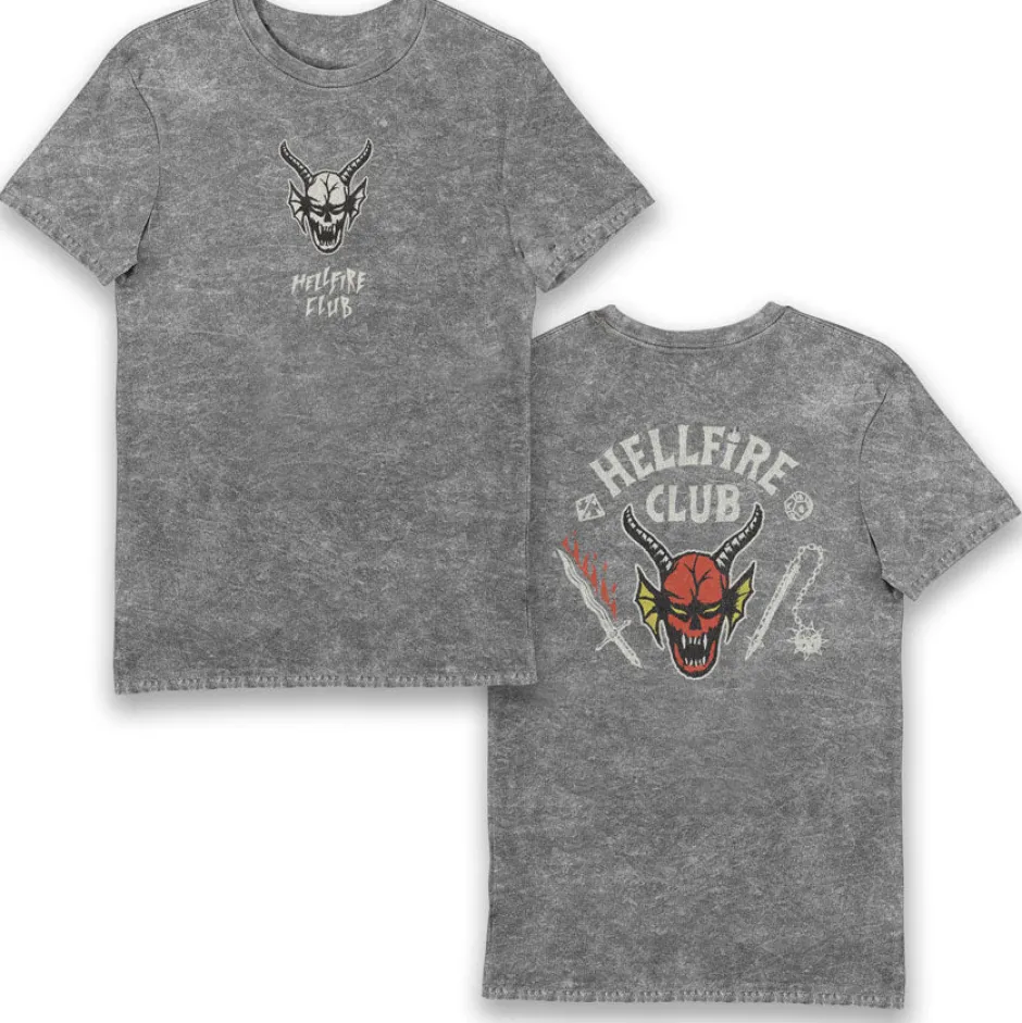 Stranger Things Hellfire Club Eco Stonewash Adults T-Shirt-Bioworld International Fashion