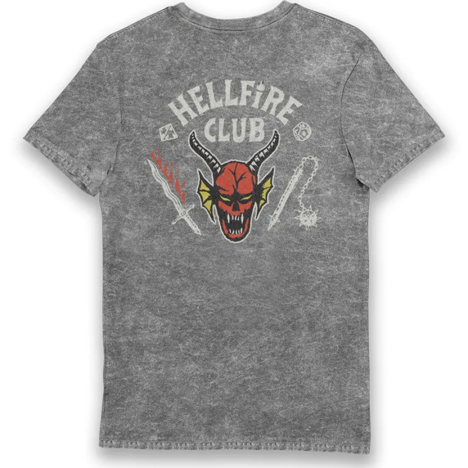 Stranger Things Hellfire Club Eco Stonewash Adults T-Shirt-Bioworld International Fashion