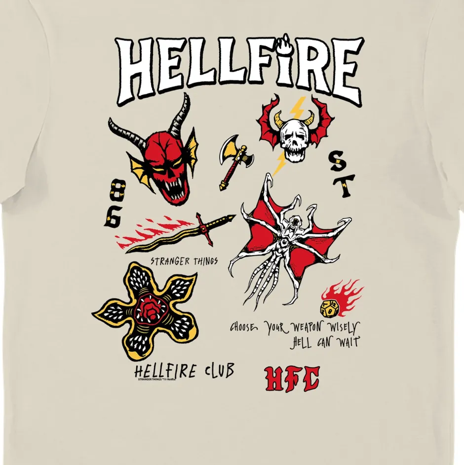 Stranger Things Hellfire Club Hell Can Wait Adults T-Shirt Oatmilk-Bioworld International Best