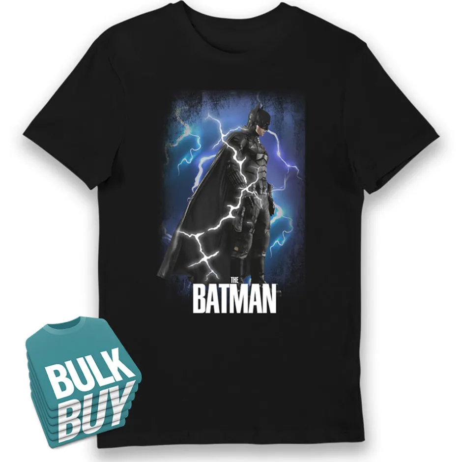 The Batman Lightning Glow in Dark Adult T-Shirt Bulk Buy-Bioworld International Discount