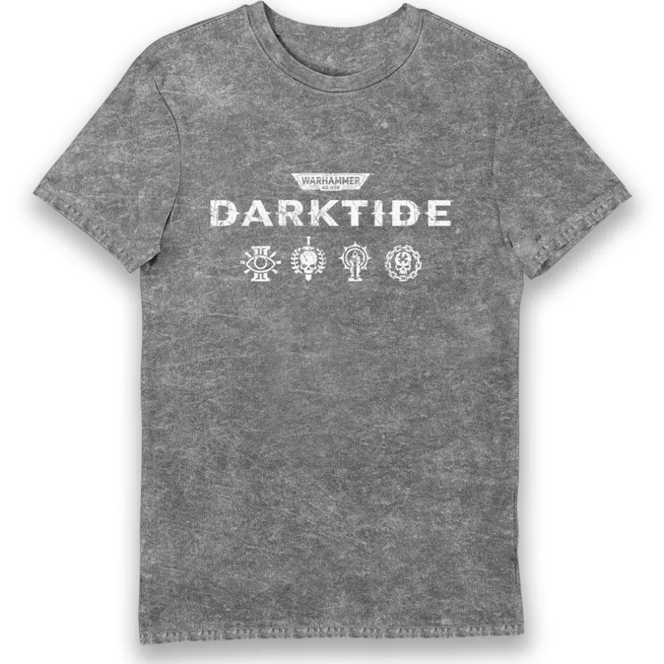 Warhammer 40,000 Darktide Character Class Symbols Grey Eco Wash Adults T-Shirt-Bioworld International Outlet