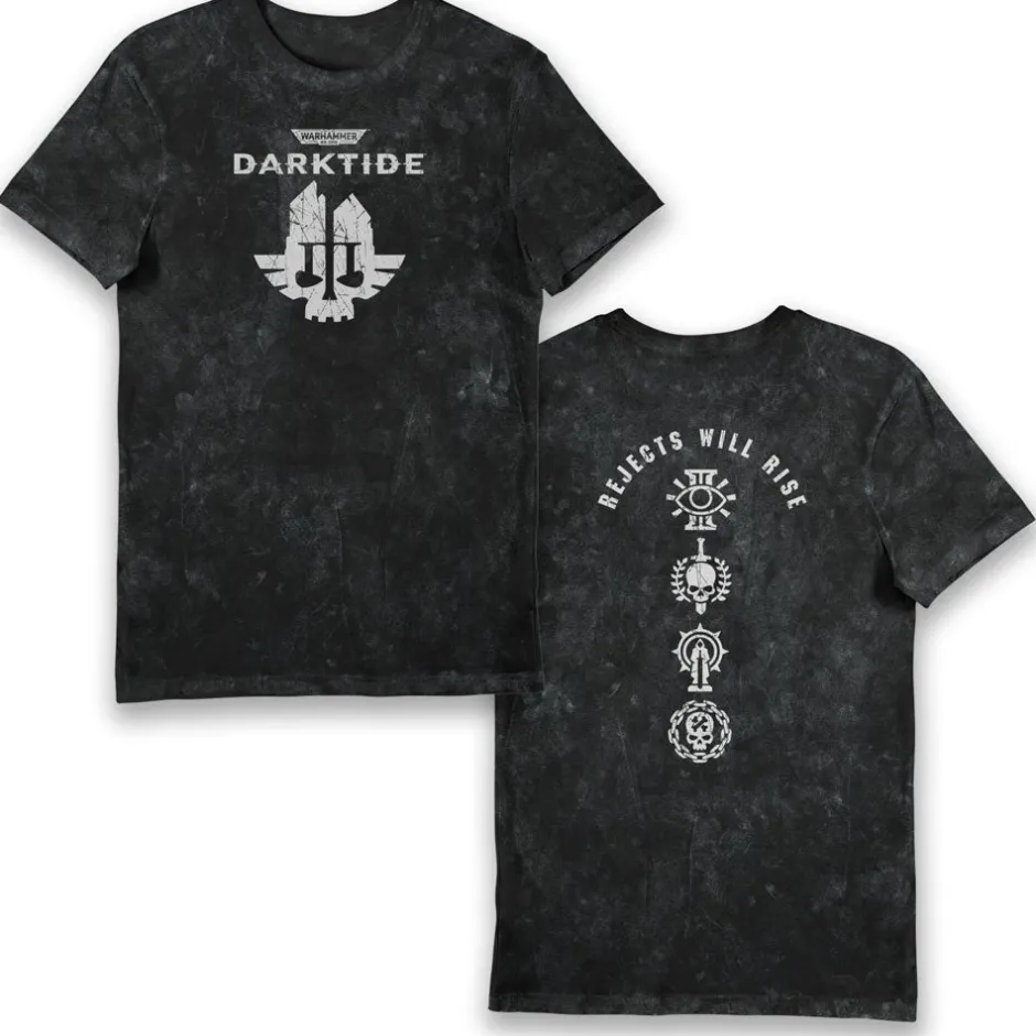 Warhammer 40,000 Darktide Skull Rejects Will Rise Adults Aged Washed T-Shirt-Bioworld International Clearance