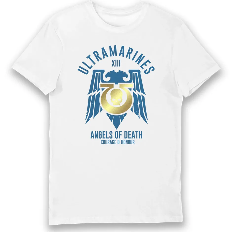 Warhammer 40,000 Ultramarines Angels of Death Courage And Honour Adults T-Shirt-Bioworld International Online