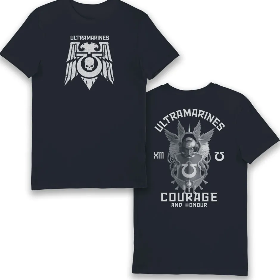 Warhammer 40,000 Ultramarines Courage And Honour Navy Adults T-Shirt-Bioworld International New